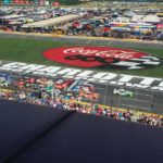 Racecars lining up on the track at Coca Cola 600