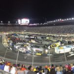 View of the race car track at the Bristol NASCAR race
